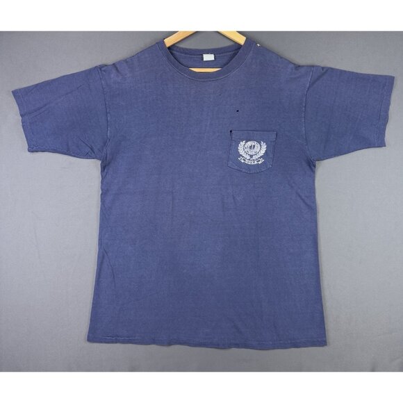 Vintage 90's UCLA University Of California Pocket Shirt Single Stitch Faded Navy - Picture 1 of 13